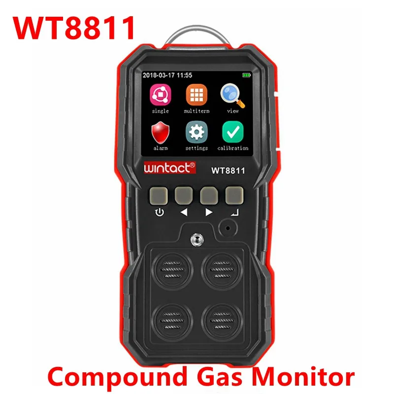 

5PCS WINTACT Compound Gas Monitor Rechargeable WT8811 Digital O2 H2S CO Combustible Gas Leak Analyzer Vibrating Light Alarm