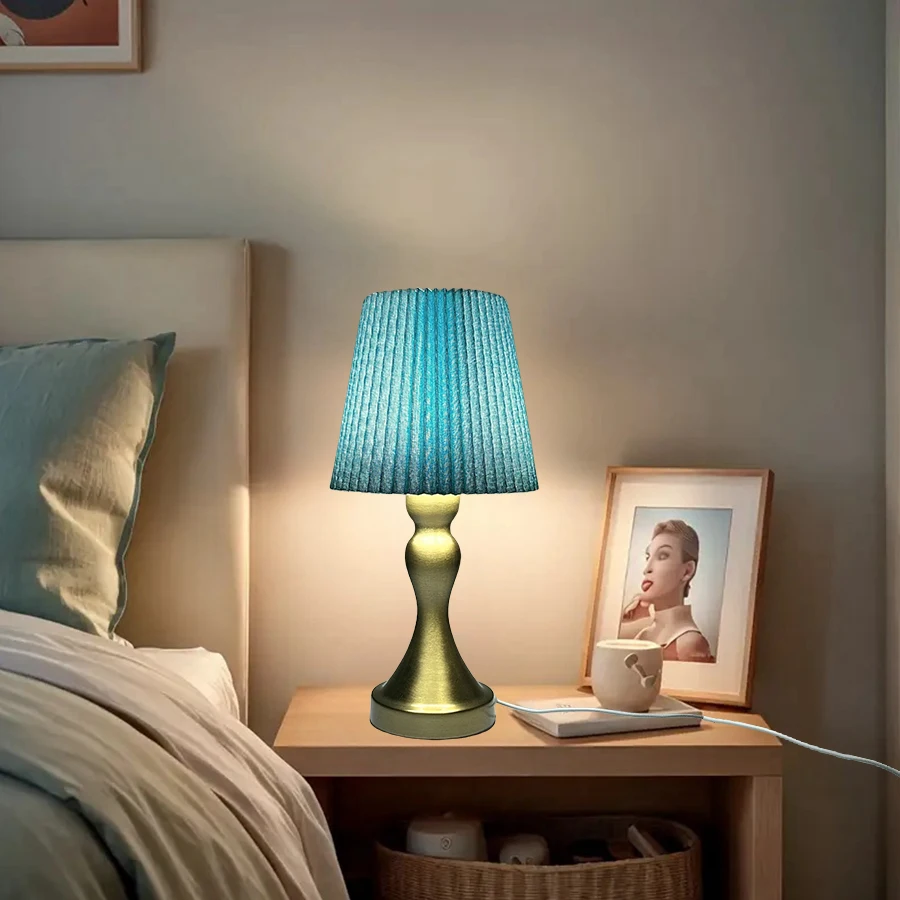 

The bedside lamp with a simple style desktop reading light strip and fabric coe, featuring USB power supply and three-color dimm