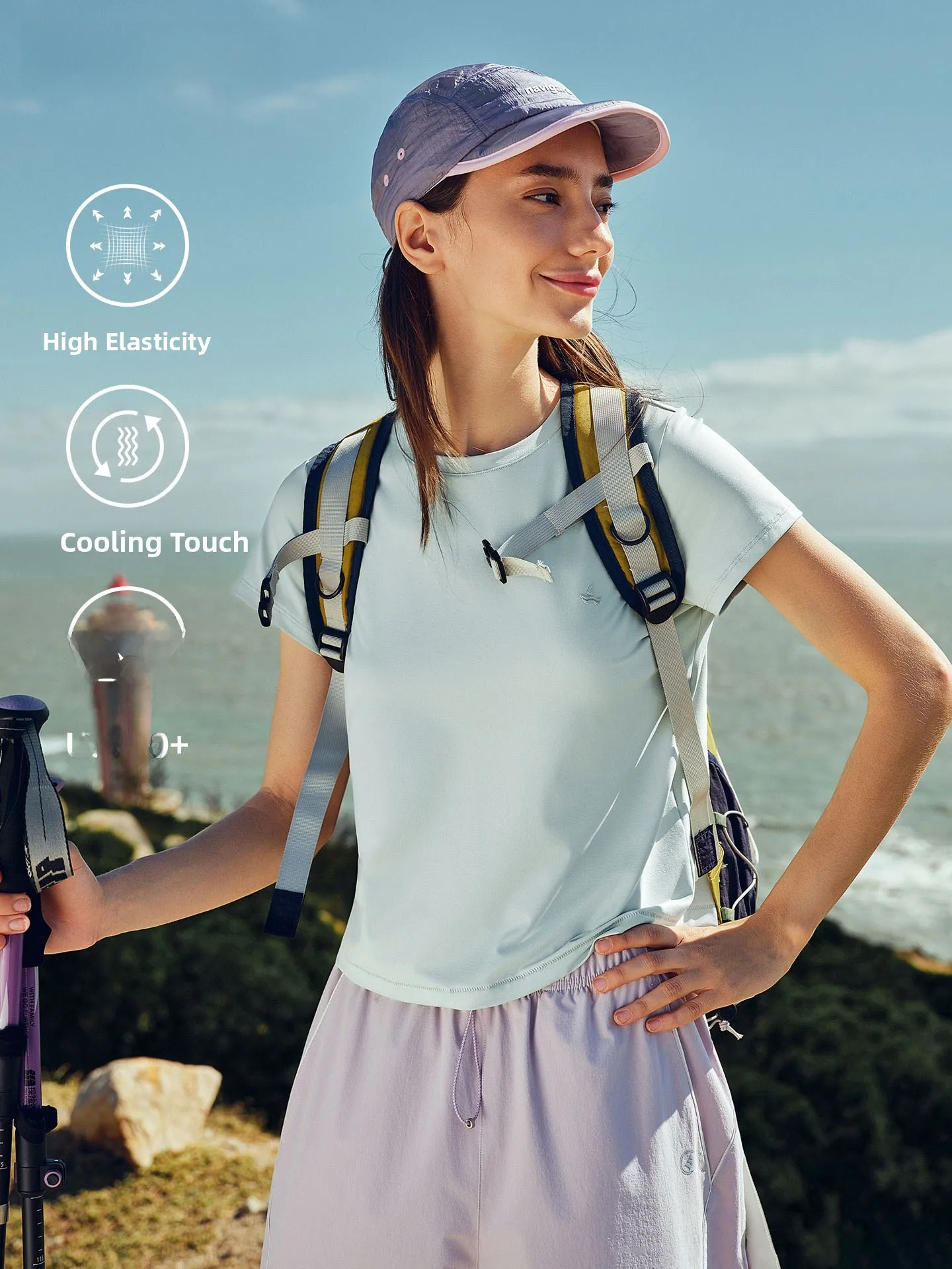 

Navigare Cool Sensation Sun Protection Short Sleeve Casual Women's T-shirt Summer Top Outdoor Wind Style Universal Fit Slimming