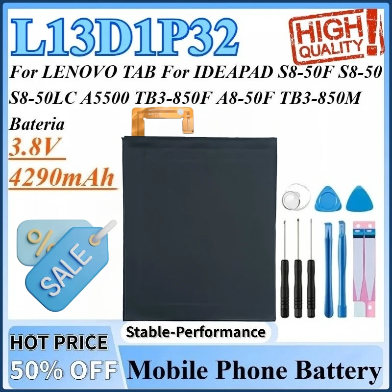 

3.8V 4290mAh L13D1P32 Replacemen Battery For LENOVO TAB For IDEAPAD S8-50 S8-50LC S8-50F TB3-850M TB3-850F A5500 A8-50F + Tools