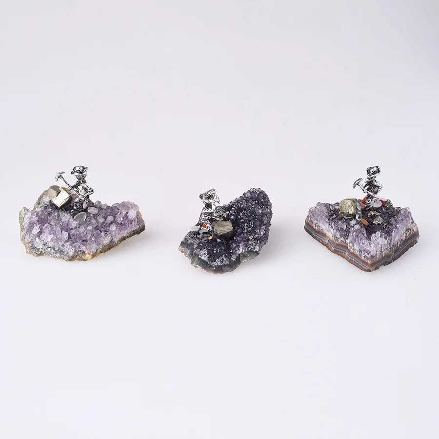 Creative Amethyst Cluster and  Miner Ornaments for Table Decoration Dropshipping Sourcing Wholesale