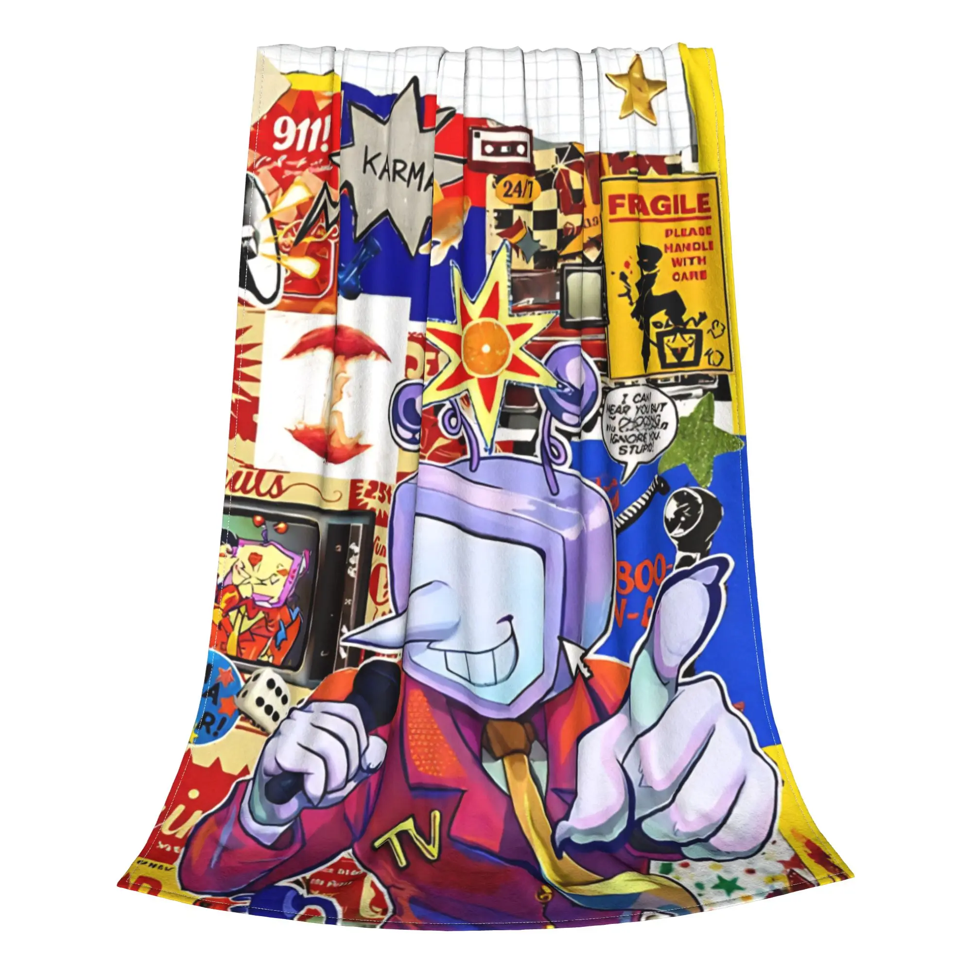 1PC Retro TV Head Businessman Art  Deltarune Home Room Decorations Winter Blankets For Adults Bedding Home Interior Sofa Knee