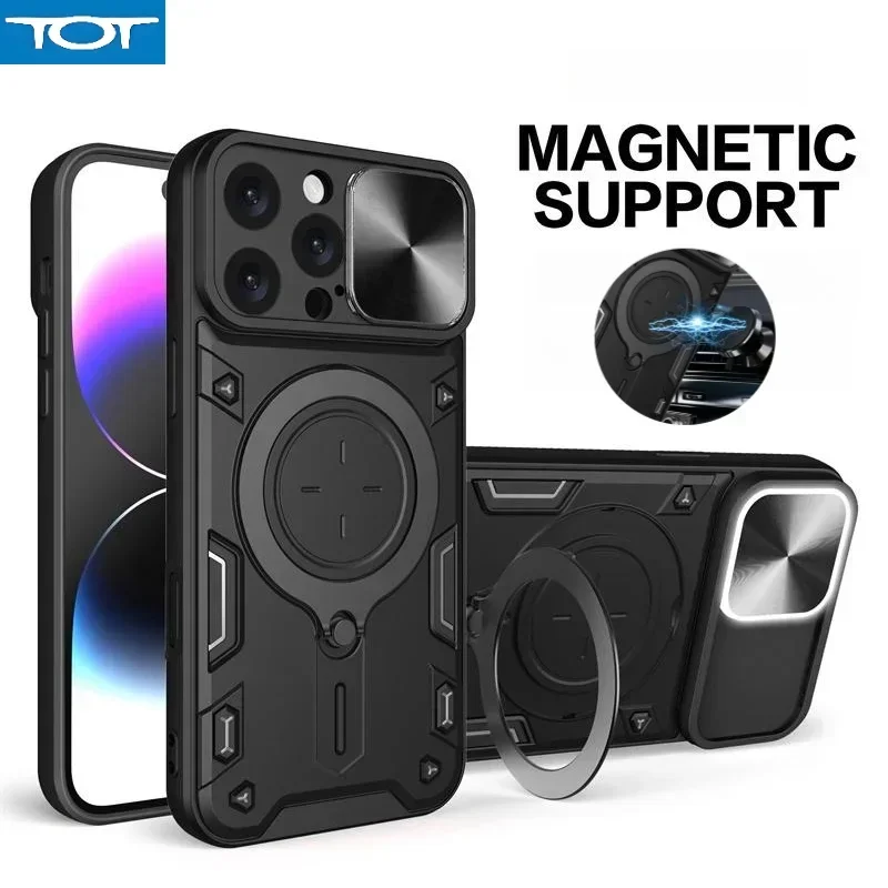 

Магнитный кольцевой держатель-подставка, противоударный чехол для iPhone 16, 15, 14, 13, 12, 11 Pro Max Plus, защитная задняя крышка для камеры