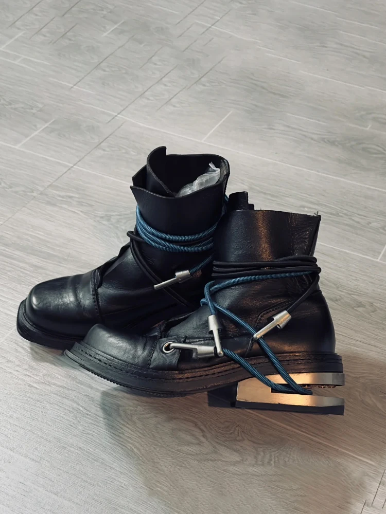 

90S Retro Ankle Boots Unisex Cable Hook Lace-Up Short Botines Steel Shear Dark Men's Hiking Botas Femininas