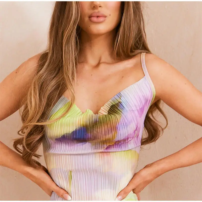 2023 Zomerprint Geplooide Afslankriem Dr. Vaion Sle Dames Faion Polyester Materiaal Geen Sve Bodycon Rok