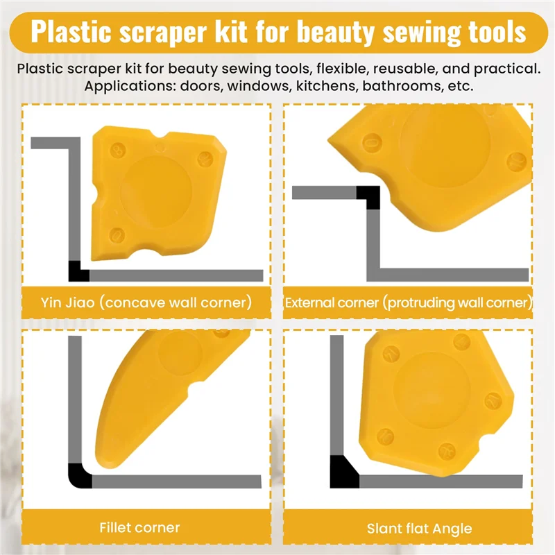 Il meglio di 2025-12 pezzi Kit di strumenti per calafataggio Sigillante siliconico Strumento di finitura Raschietto per malta Dispositivo per rimozione mastice e ugello per mastice e mastice