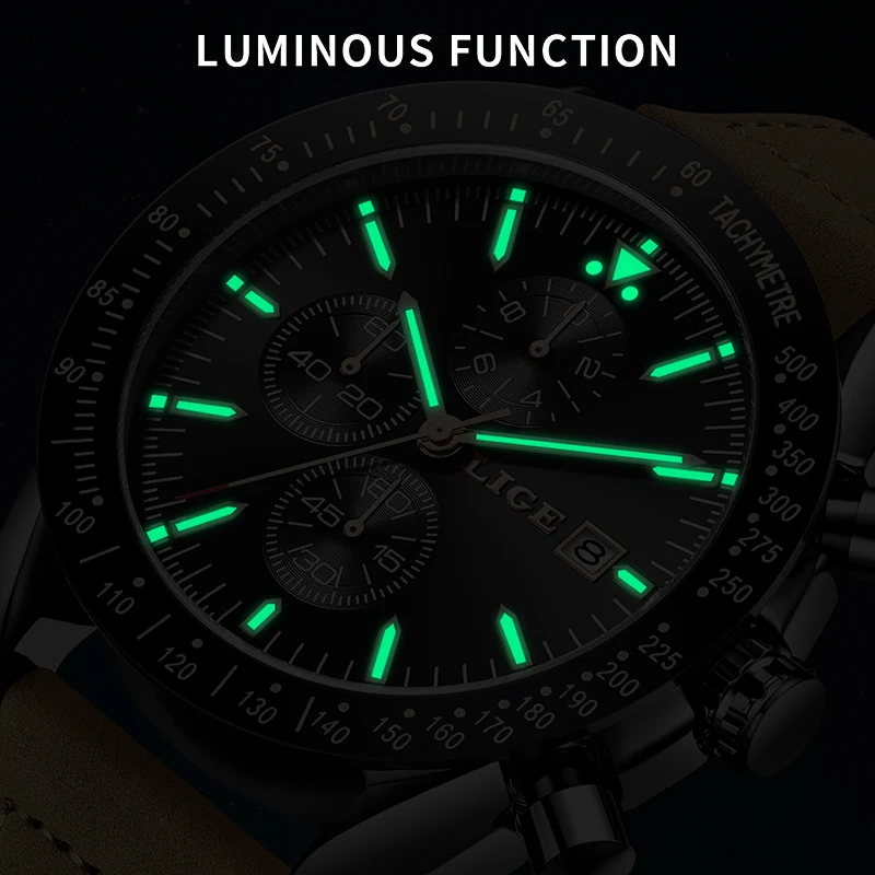 LIGE 2026 أفضل الساعات الفاخرة الرجال موضة العسكرية كوارتز ساعات المعصم الرياضة مقاوم للماء مضيئة جلدية ساعة رجالي Reloj Hombre #5