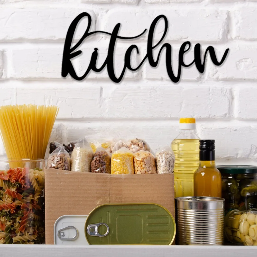 علامات انقطاع معدنية للمطبخ ، ديكور حائط كلمة ، منزل ، مطعم ، غرفة طعام ، فن حائط معلق ، مثالي