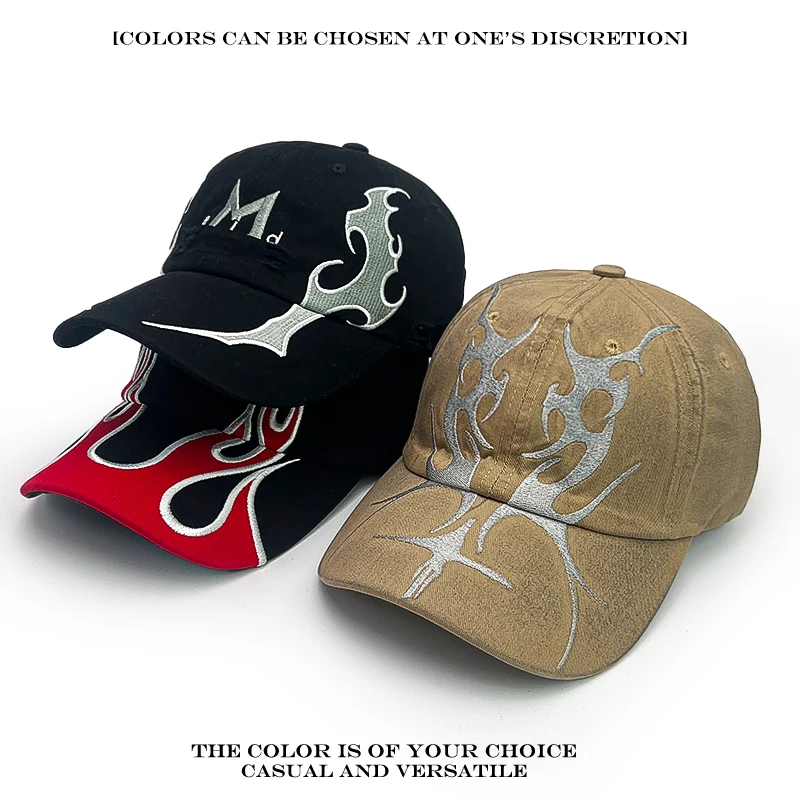 Sunshade Personal Versatile Peaked Caps Fashion New Men Women American Niche Embroidered Flame Double-edged Blade Baseball Hats