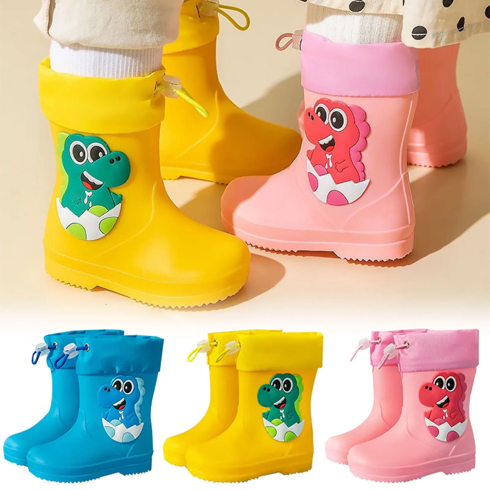 

Children Female Elastic Mouth Children's Rain Boots Textured Soles Non Slip Light Comfortable Rain Rubber Winter Boots Kids