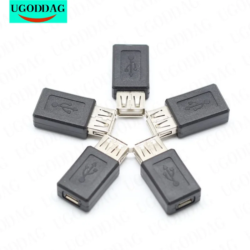 جديد أسود USB 2.0 نوع A أنثى إلى مايكرو USB B أنثى محول التوصيل محول usb 2.0 إلى مايكرو usb موصل بالجملة