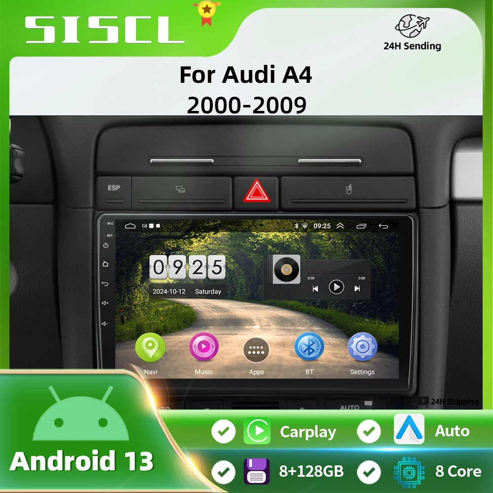 

Android 13 Carplay Android Auto Screen Car Radio Multimedia Player For Audi A4 2 3 B6 B7 S4 RS4 2000-2009 Auto radio Stereo