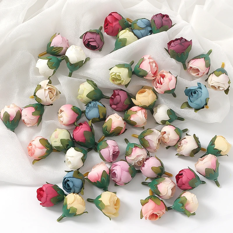 Picture 4: 10/50Pcs Rose Artificial Flowers Head Silk Fake Flowers For Home Decor Christmas Party Wedding Decoration DIY Wreath Accessories