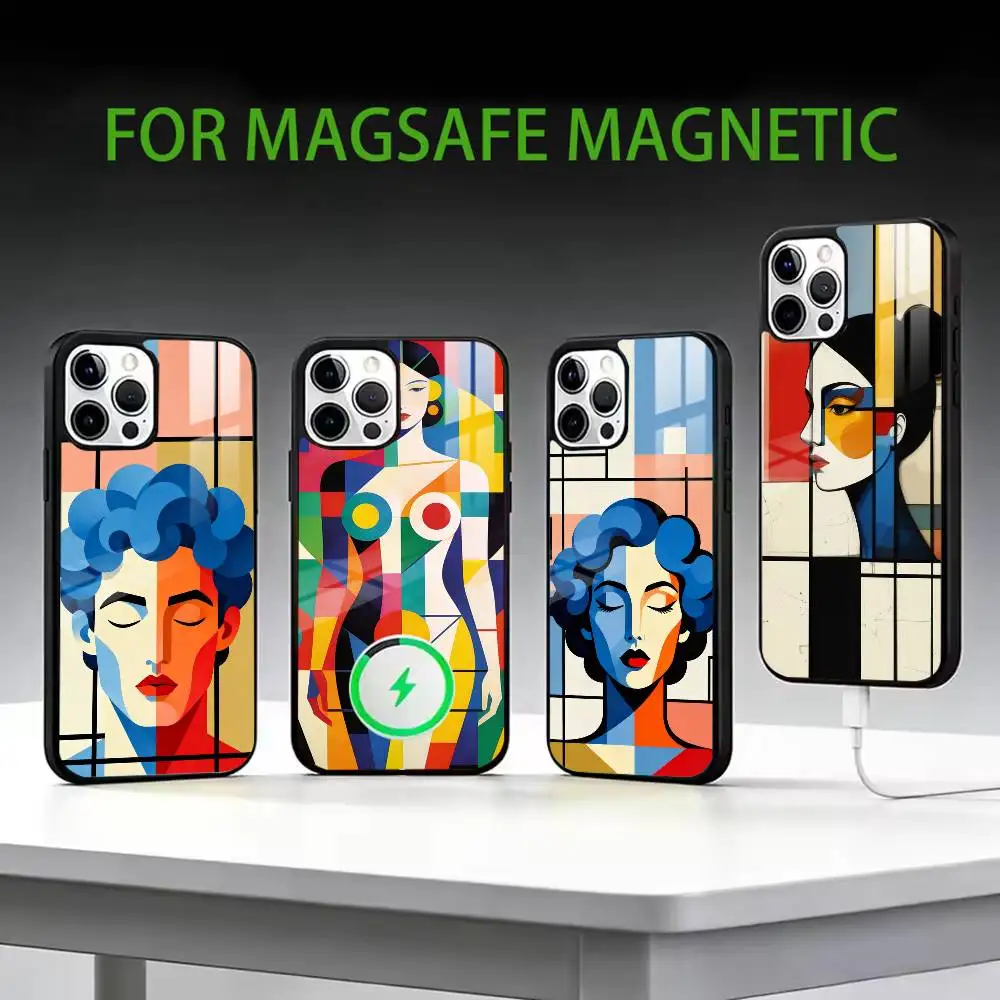 

b-bauhaus style abstract piet mondrian Phone Case For iPhone17,16,15,14,13,12Plus,Pro Max Magnetic For Magsafe Wireless Charging