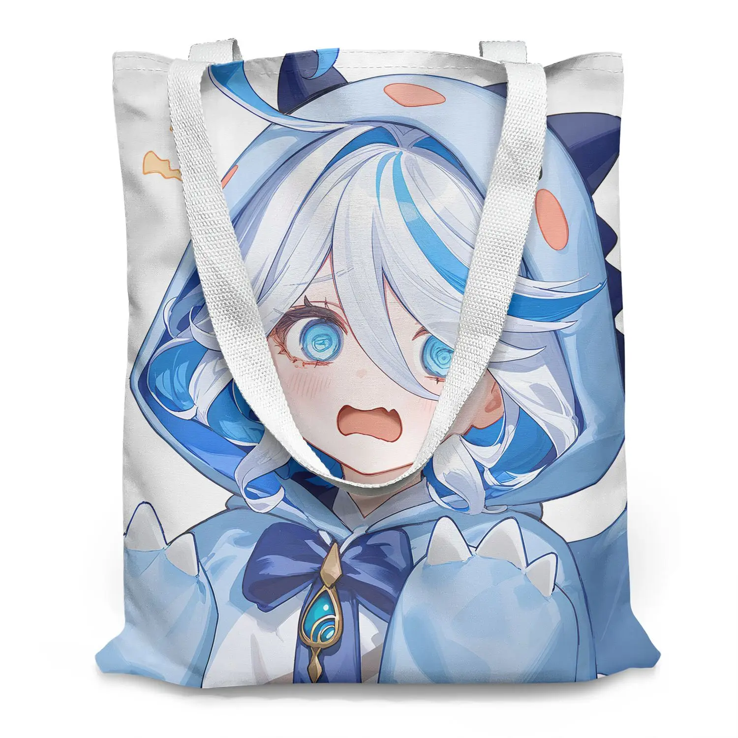 Genshin Funina Water God Canvas Honkai Impact Game Merchandise Academy Style Anime Large Capacity Outdoor Tote Bag Ani