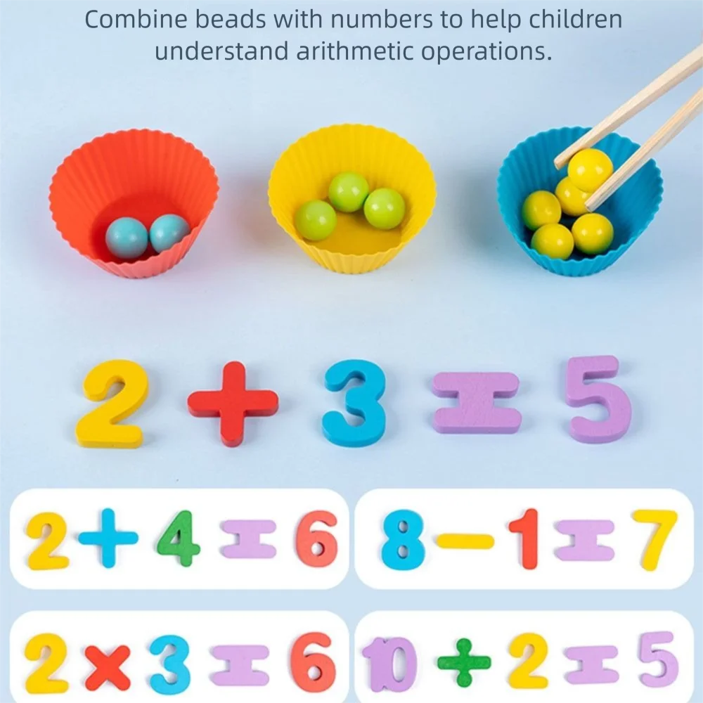 Brinquedo de matemática aritmética montessori de madeira, treinamento de motor fino, quebra-cabeça de emparelhamento cognitivo digital para bebês, brinquedos de ação fina para crianças
