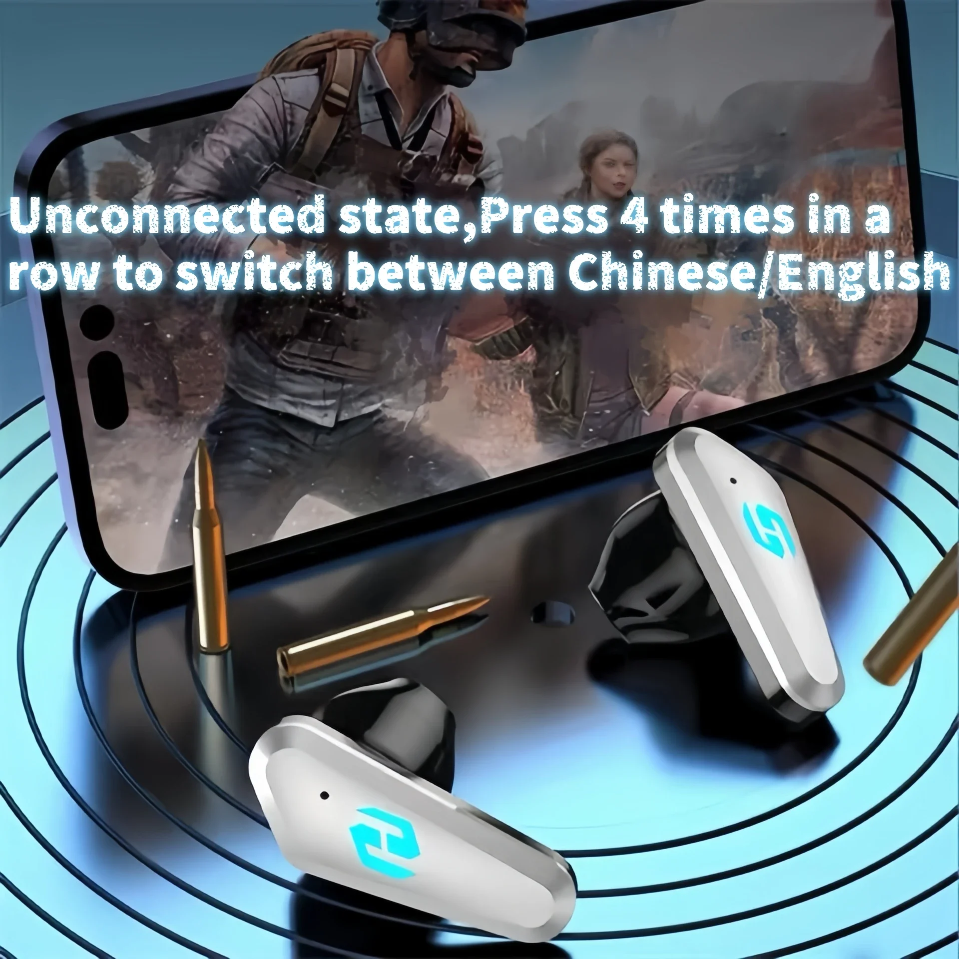 Ultra-Low Latency Wireless Gaming Earbuds, 90H Long Playtime, 2.4GHz & Bluetooth Dual Mode, Built-in Noise Cancelling Microphone