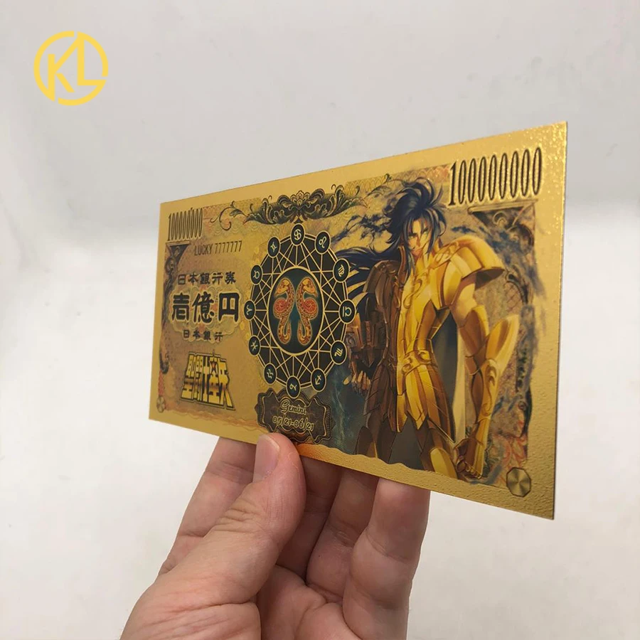 Classic 14 designs Japan Anime Saint Seiya Athena Gold Banknote Tickets for Sweety childhood memory Collection