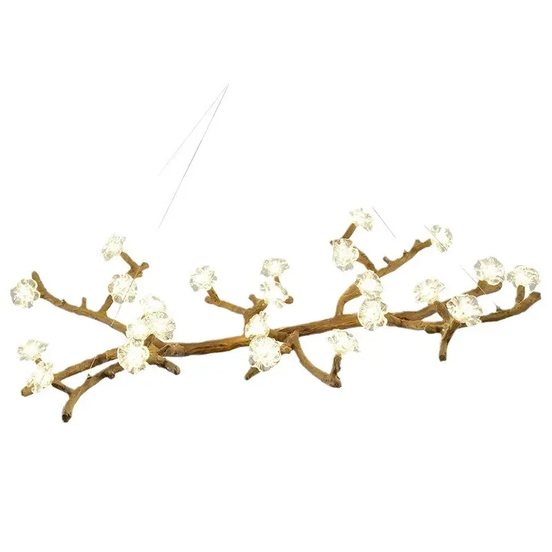 New Chinese chandelier Nordic creative living room dining room teahouse Zen farm retro branch lamp tree branch plum blossom lamp