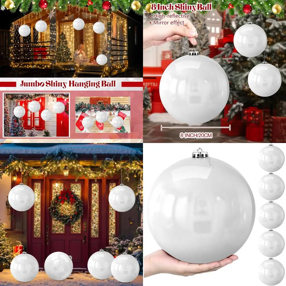 

Giant White Christmas Tree Plastic Balls Outdoor Lawn Yard Decorations Oversized Jumbo Hanging Xmas Ornaments