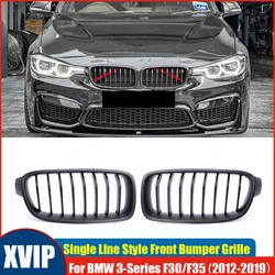 XVIP Single Line Style Matte Black Kidney Grille Front Bumper Grille For BMW 3-Series F30 F31 F35 12-19 320i 325i 328i Radiator