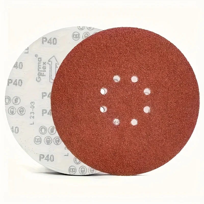 

30 песочных дисков диаметром 225 мм с наждачной бумагой с 8 отверстиями, 9-дюймовыми шлифовальными кругами, красными перфорациями для шлифовальных ковриков для гипсокартона.