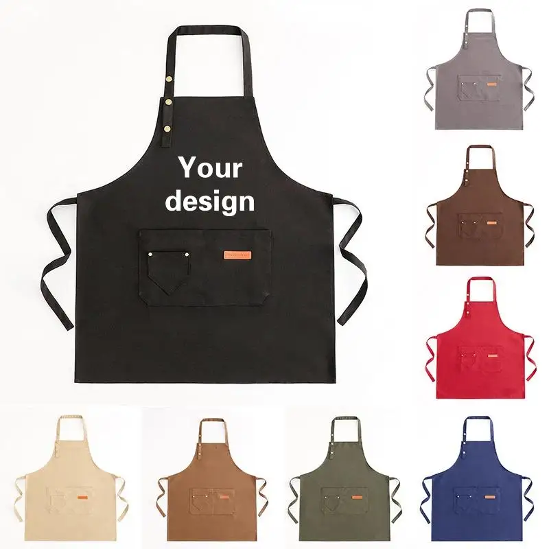 Men's Chef Apron Printed Logo Personalized Customization Kitchen Restaurant Catering Service Barbecue Cake Shop Women's Apron