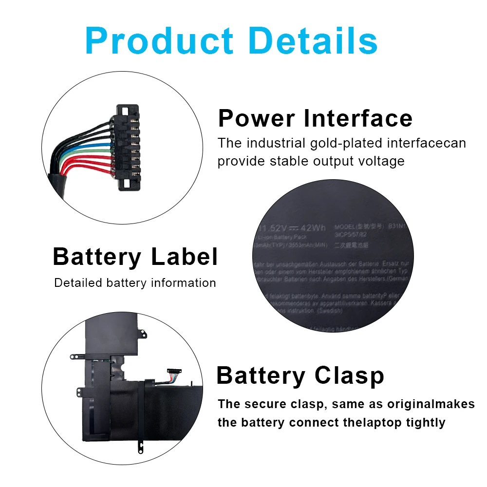 New B31N1705 Laptop Battery For Asus VivoBook Flip 14 TP410U TP410UA TP410UF TP410UR UX460UA Q405UA Series Notebook 3ICP5/57/80