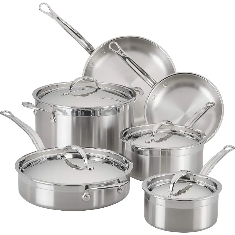 

Professional Clad Stainless Steel 10-Piece Ultimate Cookware Set, Induction Cooktop Compatible