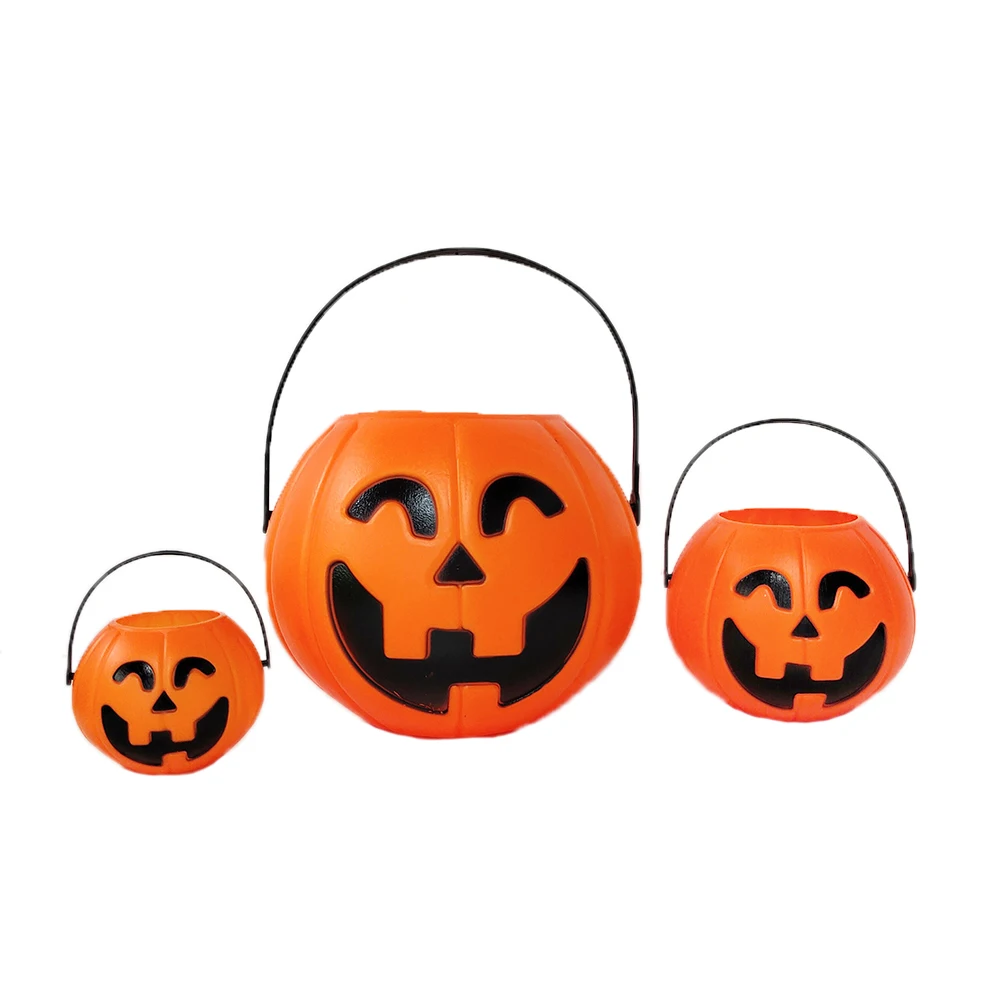 Halloween Candy Basket Pumpkin Skull Cauldron Bucket Jar Trick or Treat Halloween Party Decoration Supplies Props Kids Gift Toy