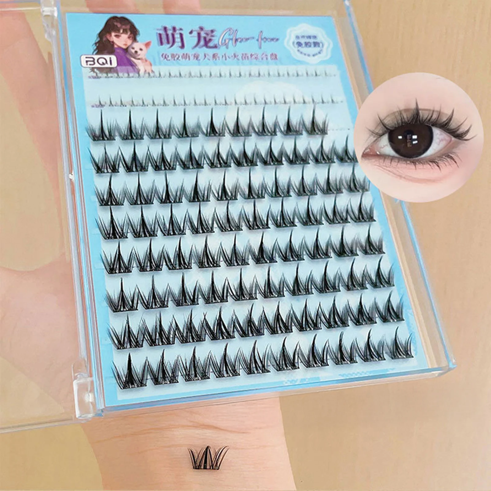10rows Large Capacity Glue-free Daily Upper And Lower Eyelashes For Woman Fluffy Curly Segmented Single Cluster False Eyelashes