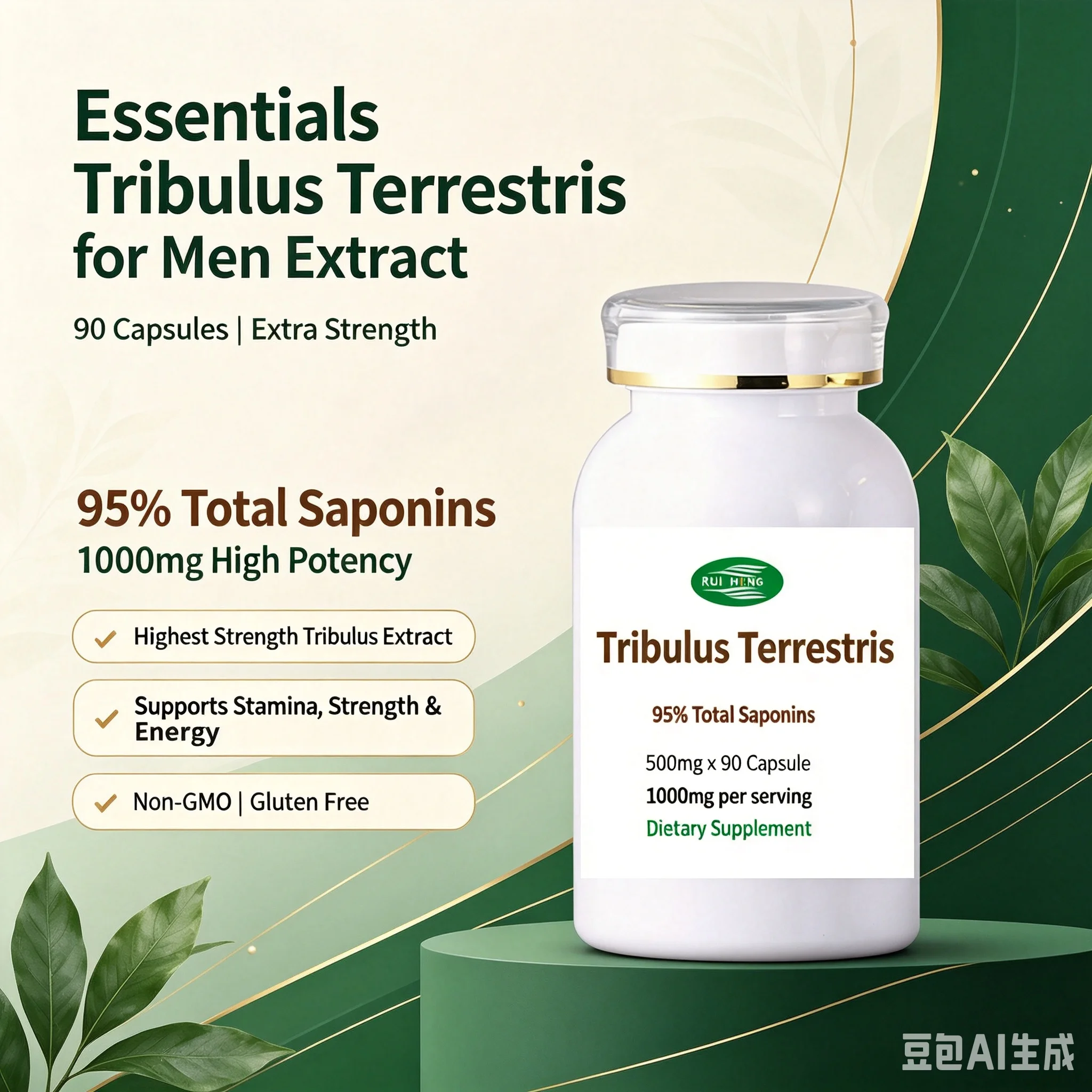 Essentials Tribulus Terrestris Extract | Extra Strength, 95% Total Saponins, 1000mg High Potency