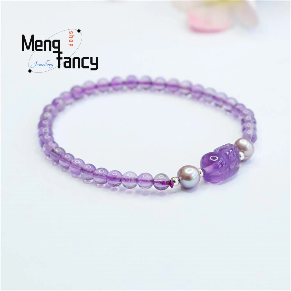 Natural Amethyst Pixiu Exquisite Bracelet Colourful Treasure Hand Exquisite Fashion Fine Jewellery Sexy Young Girls Holiday Gift