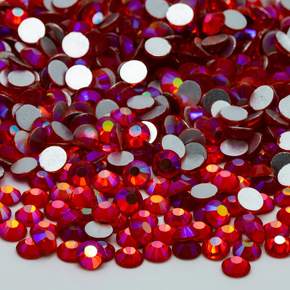 red ss3-ss30 Glitter Crystal Non Hotfix Rhinestones Nails Crystals Стразы Diy Nail Accessories 네일파츠 For Uñas Nail Charms Nail Ar