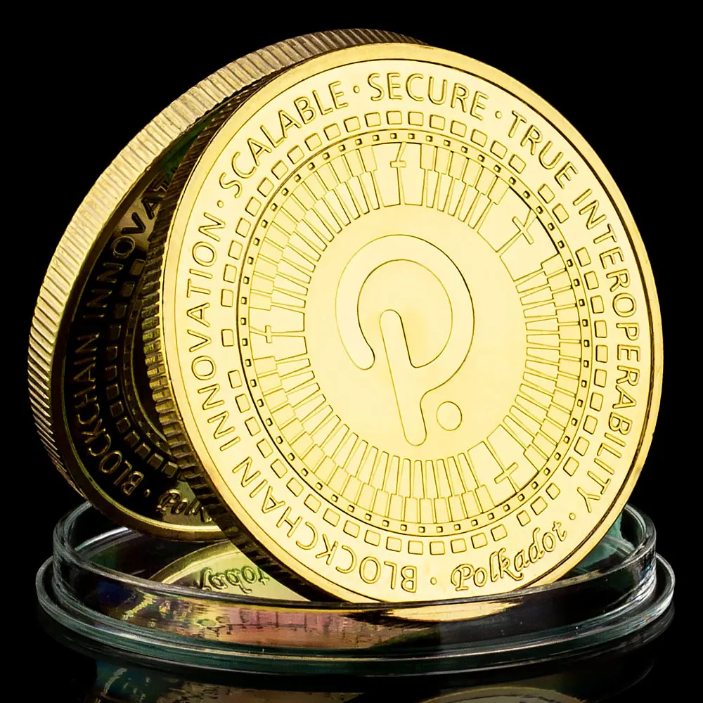 1Pcs Polkadot Coin Gold Plated Crypto Coin Physical Cryptocurrency BlockChain Innovation Souvenir Gift Commemorative Coin