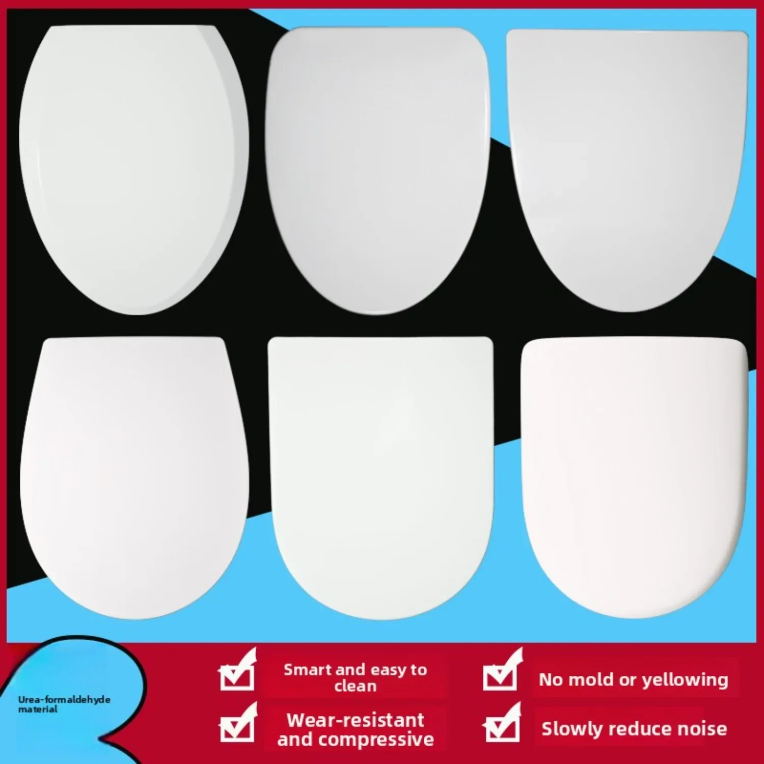 Toilet Seat Cover Compatible with Geberit Thickened Soft Close V U O Shape Universal Fit Old Commodes Durable Accessories