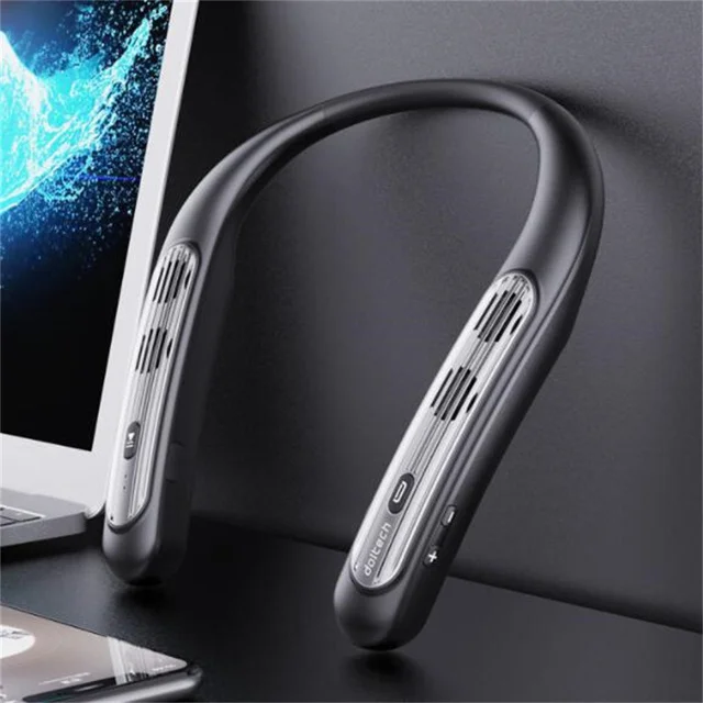 Hifi Waterproof Wearable Bluetooth Neck Mounted Bluetooth Speaker Neckband Gaming Surround Sound Bar Stereo Music Box Outdoor