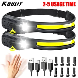 1-5PCS LED Indication Headlamp Rechargeable Head Flashlight 1200mah Built in Battery Outdoor Camping Fishing Headlight Lantern