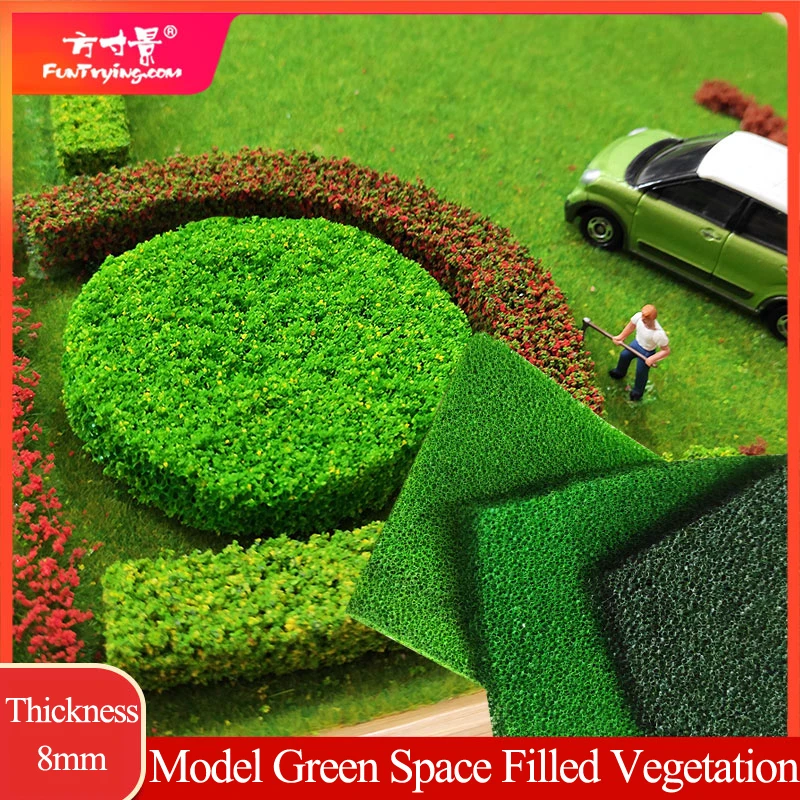 10cm*3cm*8mm miniature model green belt ornamental plant sponge piece DIY hand-cut sand table scene