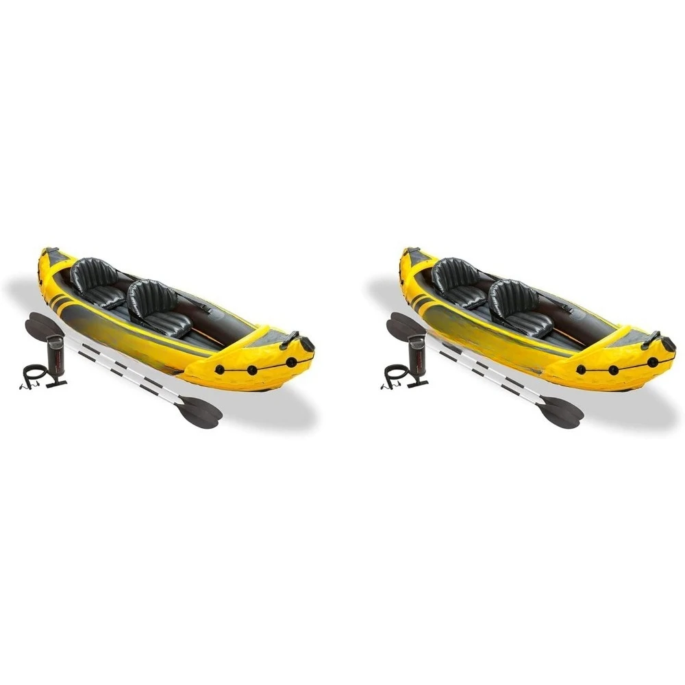 

nflatable Kayak Set: Deluxe 86in Kayak Paddles and High-Output Pump – Adjustable Seats with Backrest –s Removable Ske