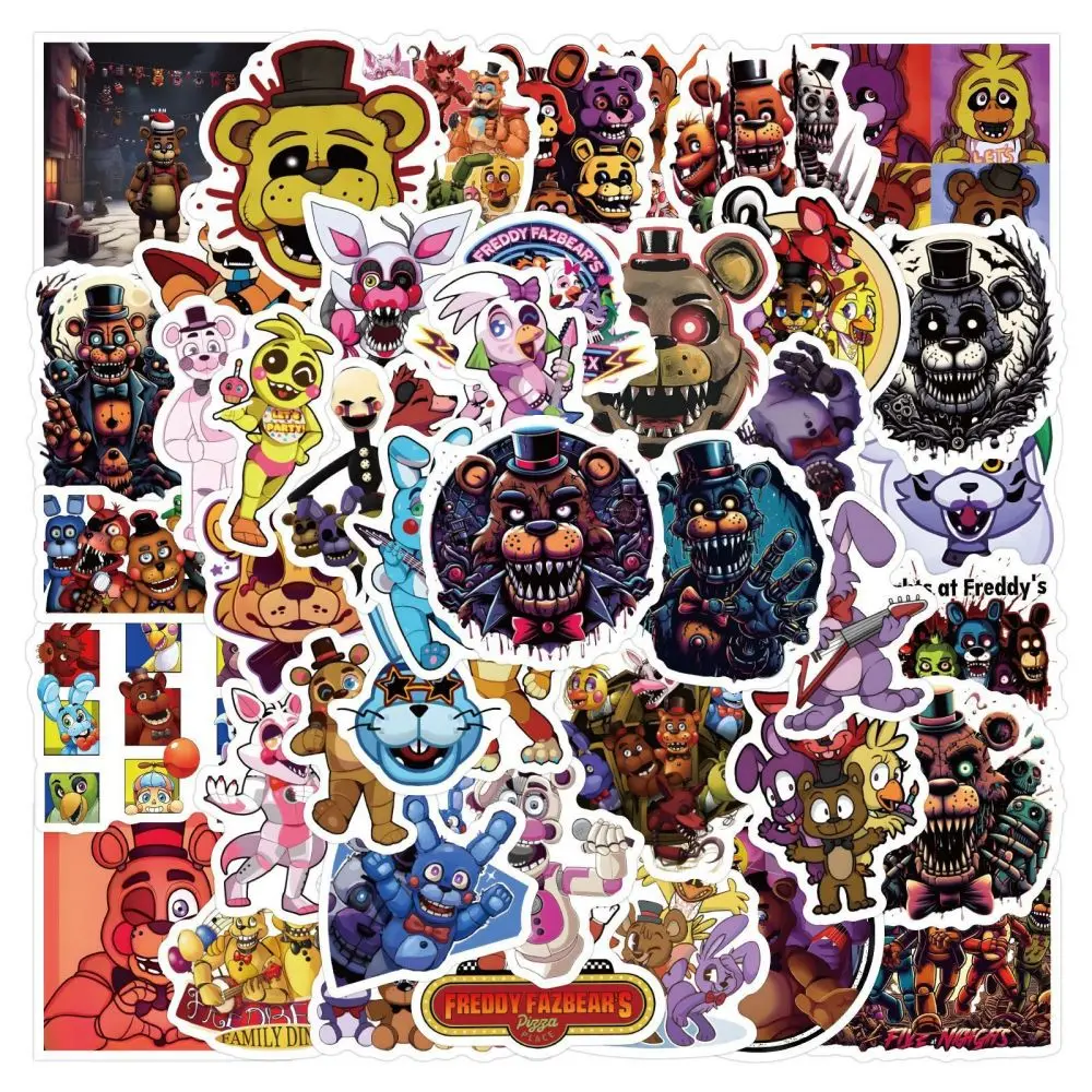 60pcs FNAF Stickers Five Nights At Freddys Scooter Trolley Case Sticker PVC Graffiti Sticker Child DIY Trunk Notebook Decal Gift