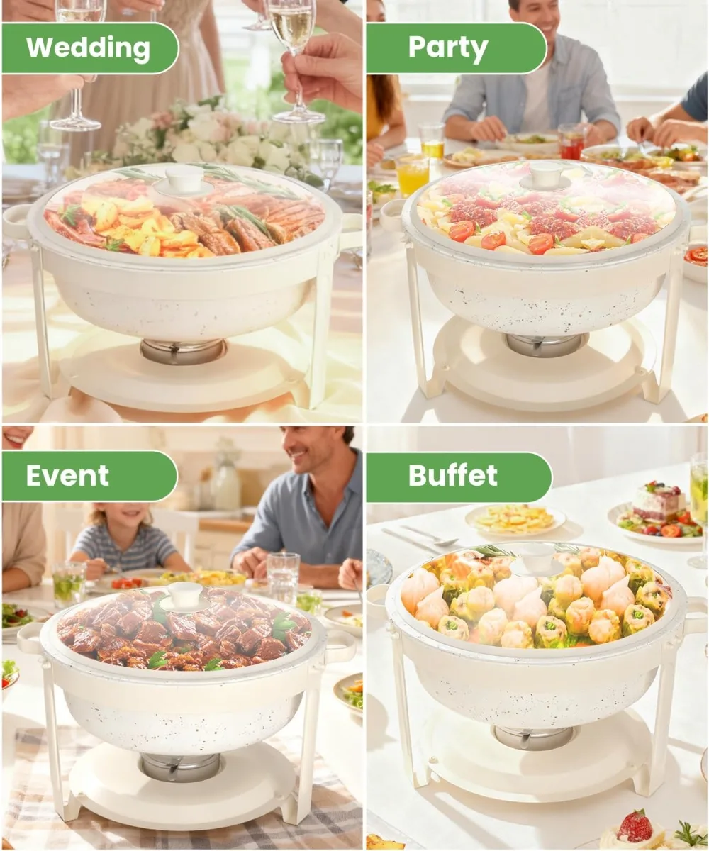 

5.3QT Stainless Steel Chafing Dish Set, Maifanite-Coated Buffet Warmers for Parties, Wedding, Catering