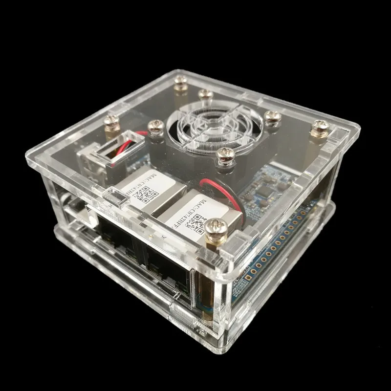 Acrylic Case For Orange Pi R1 Plus Lts Development Board Applicable To Orange PI RK3328 Motherboard Shell With Fan Heat Sink