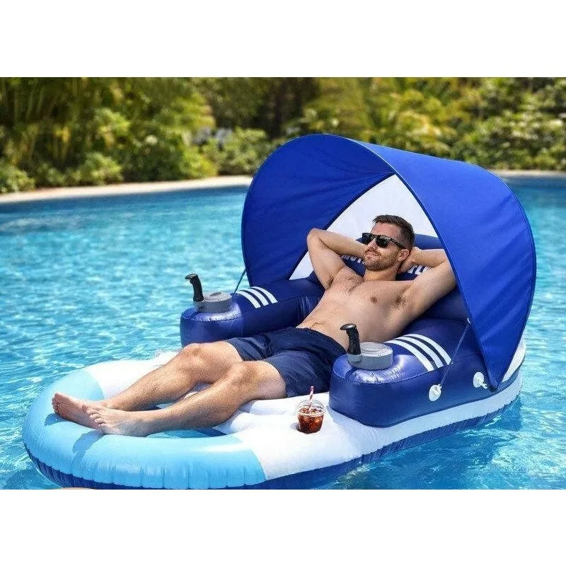 Floating electric inflatable floating row Adult backrest recliner 360 degree propeller motor floating row