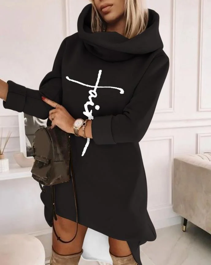 Women\'s Urban Style Solid Color Dress Pom Pom Hooded Sweatshirt Dress 2024 Spring Latest Chain Zipper Long Sleeve Daily Dress