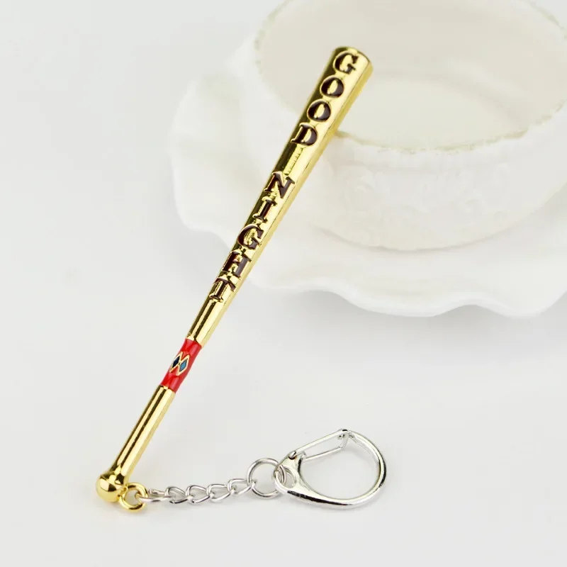 DC Anime Figure Suicide Squad Harley Quinn Baseball Bat Metal Keychain Bag Key Ring Pendant Accessory Kids Toys Birthday Gifts