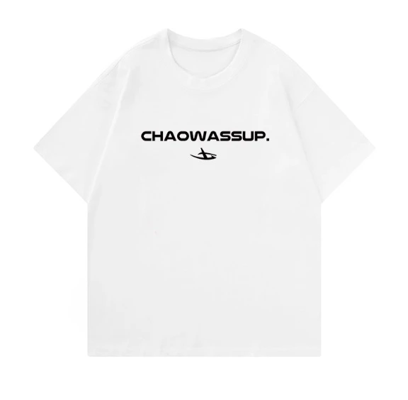

2025 модная футболка унисекс из 100% хлопка Chaowassup с буквенным и маленьким узором, повседневная футболка с коротким рукавом и принтом