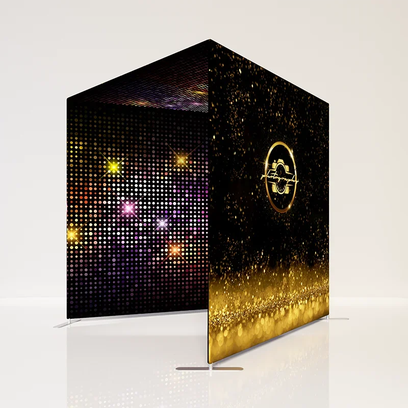 カスタム3面カメラテンションスタンド背景写真撮影用背景幕 イベントフォトブースライトウォール用