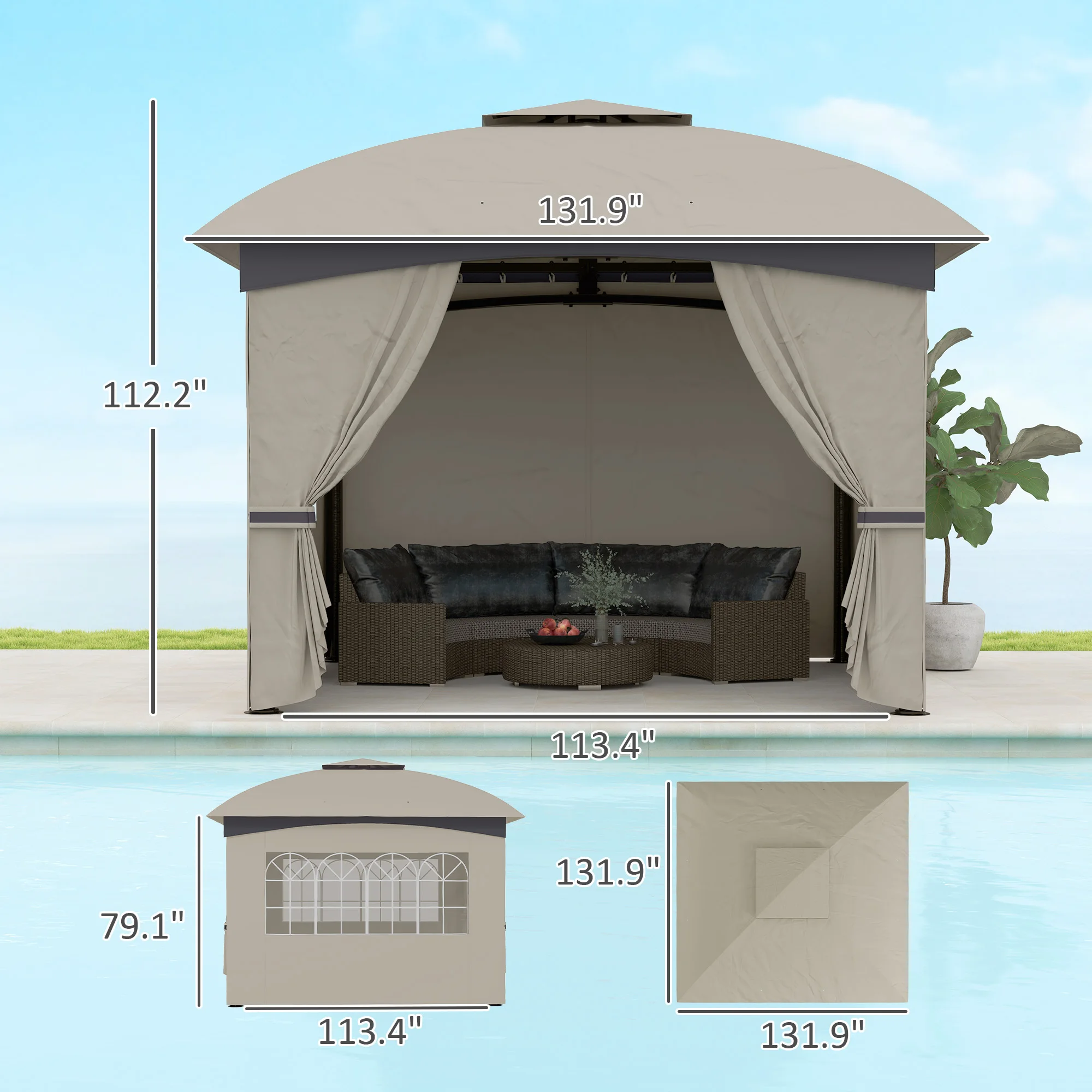 11' X 11' Dış Mekan Çardak, Pe - Outdoor Lighting For Gazebo incelemesi ve fiyatı