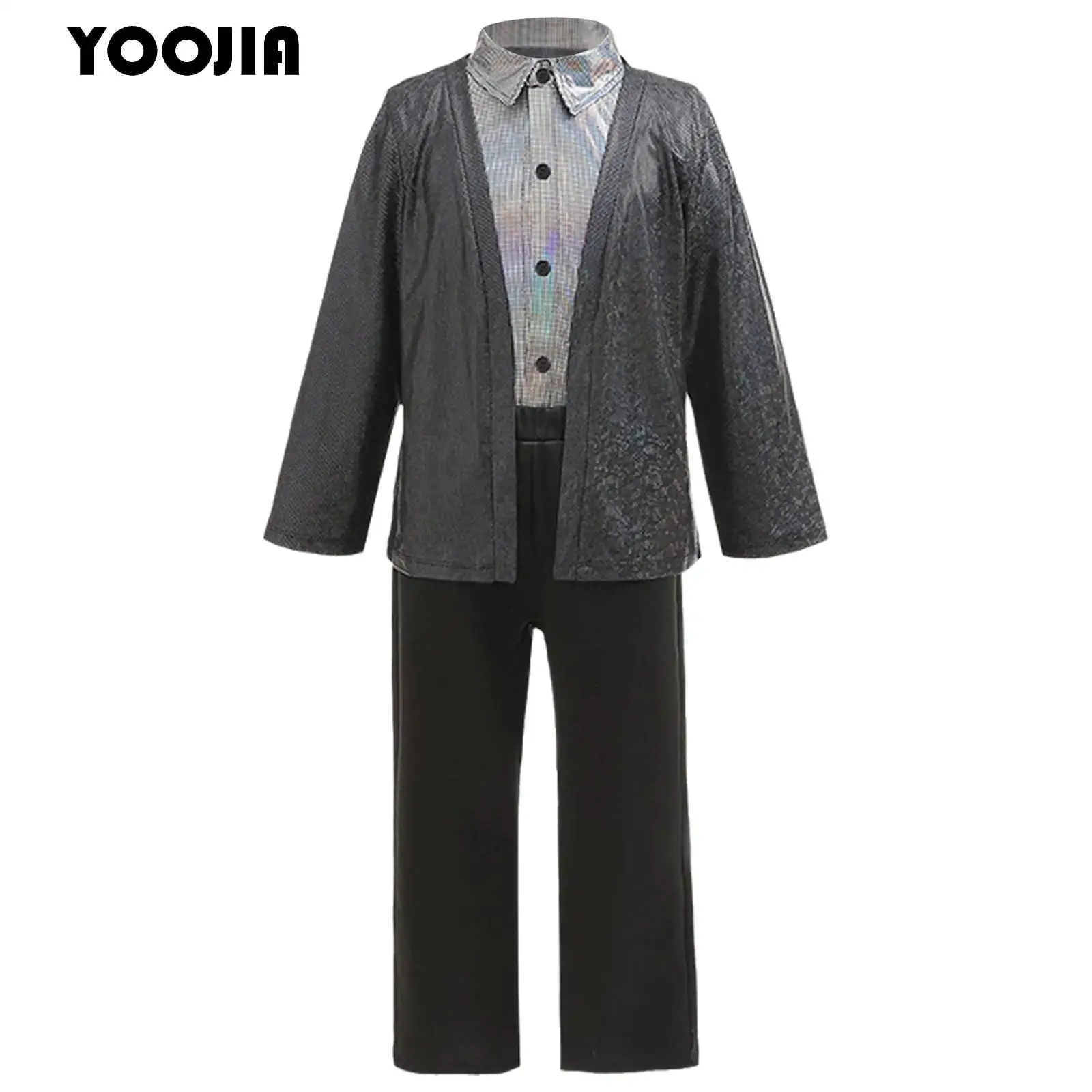 Kid Boys Hip Hop Jazz Dance Outfit Carnival Halloween 70s 80s Disco Singer Star Costumes Long Sleeve Shirt Top Outwear And Pants
